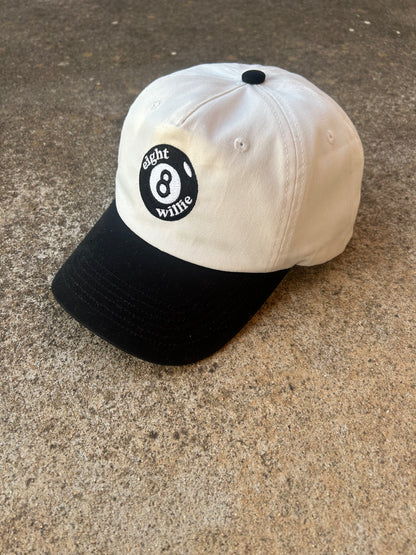 Eight Willie 8 Ball embroidered cap in black and cream with signature 8 ball logo